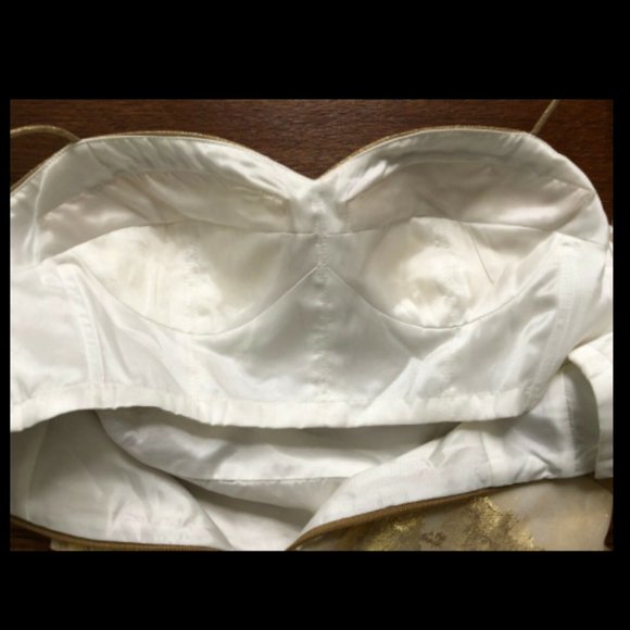 Aidan Mattox Gold Silk Tiered Cocktail Dress - Picture 5 of 8